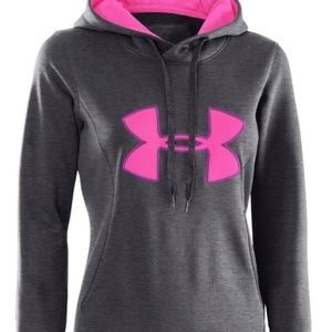 WOMEN’S UNDER ARMOUR STORM HOODIE COLD GEAR GRAY WITH PINK LOGO